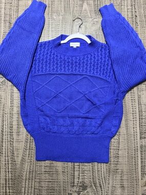 Lucy Paris Royal Blue Textured Cable Knit Sweater